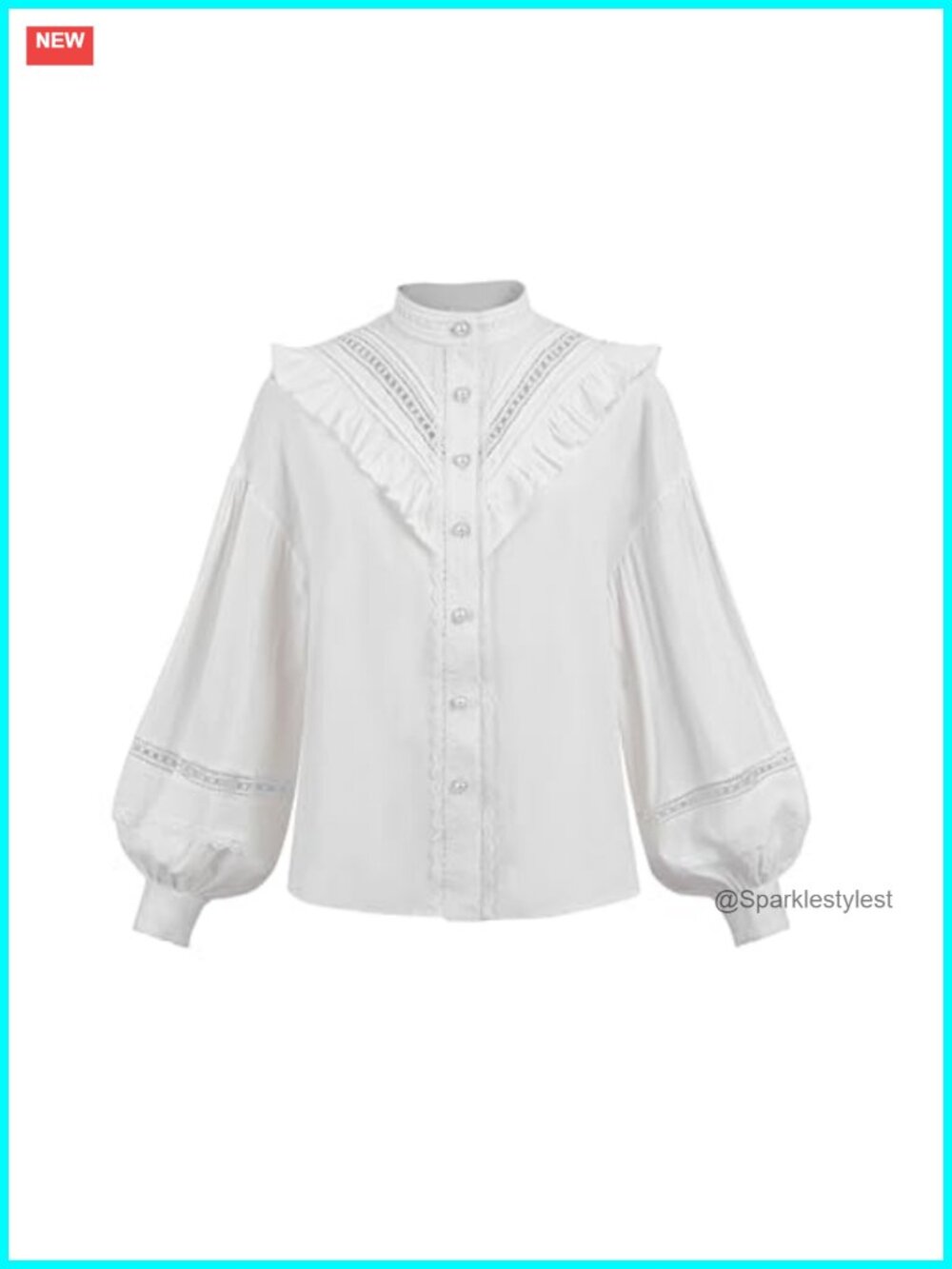 Victorian Blouse 100% Cotton High Collar Lace Ruffled Shirt